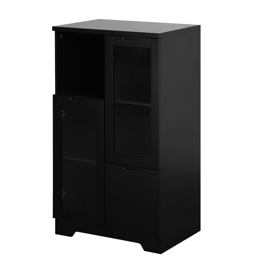 Modern Cabinet with Glass Doors and Drawer - Adjustable Shelves - Multiple Colors