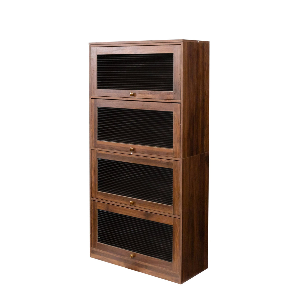 Contemporary Bookcase with Glass Doors and Dustproof Storage - Clear Glass