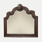 Mahogany Ornate Mirror with Beveled Glass - Mahogany