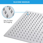 Ultra Thin Square Rainfall Shower Head with 12" Coverage - Gray or Pearl Silver