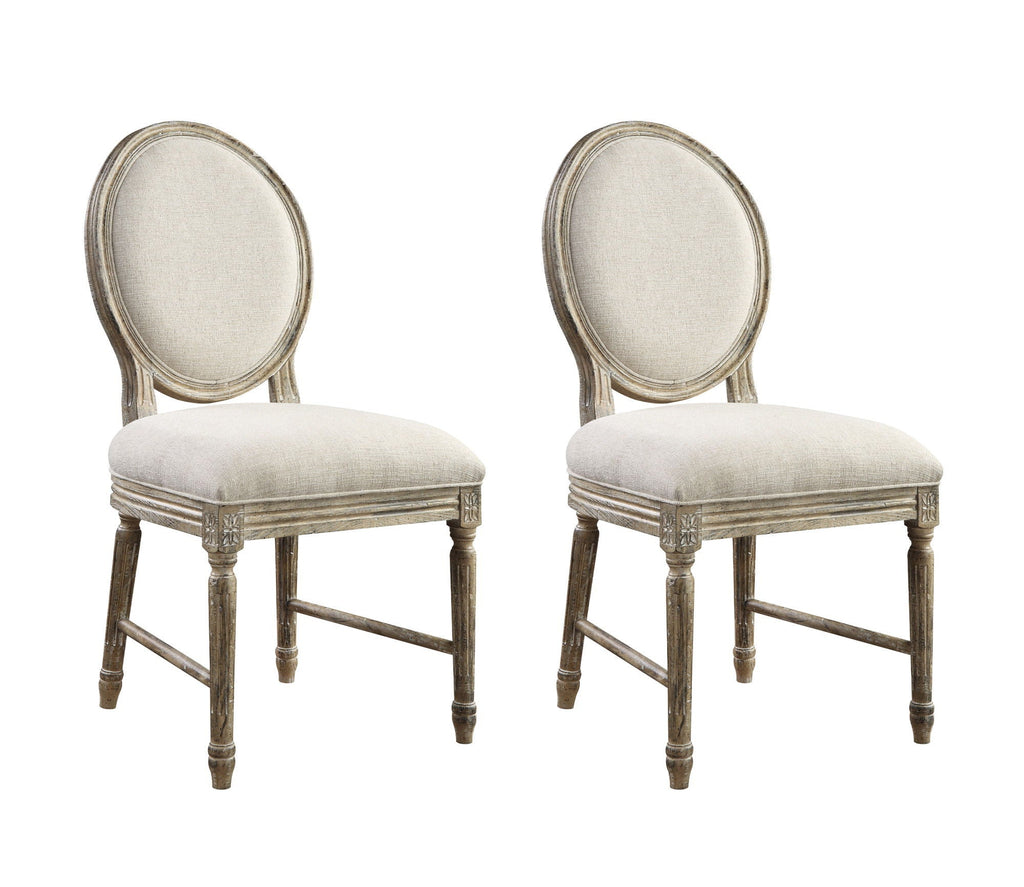 Brown Upholstered Dining Chairs with Rustic Casual Style - Set of 2