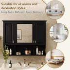 Wall Mounted Bathroom Medicine Cabinet With Mirror & Open Shelves