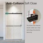 Frameless Double Sliding Soft-Close Shower Door – Matte Black