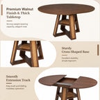 Extendable Round Dining Table for 4-6 with Storage Shelf - Particle Board
