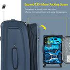 Softside Expandable 3 Piece Luggage Set with Spinner Wheels - Dark Blue