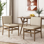 Contemporary Dining Chair Set with Upholstered Fabric Seats - Light Brown