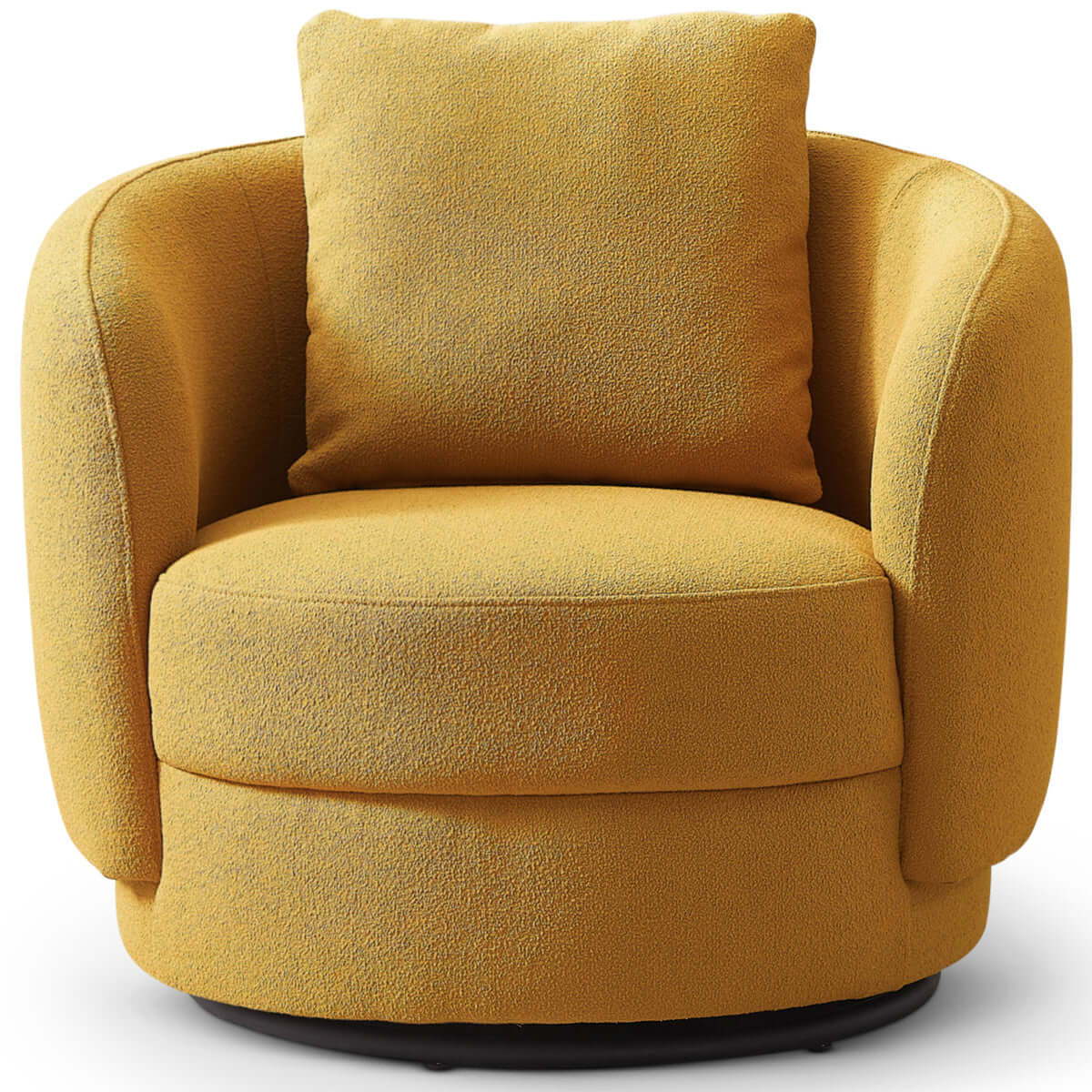 Boucle Lounge Chair with Solid Wood Frame - Beige or Yellow