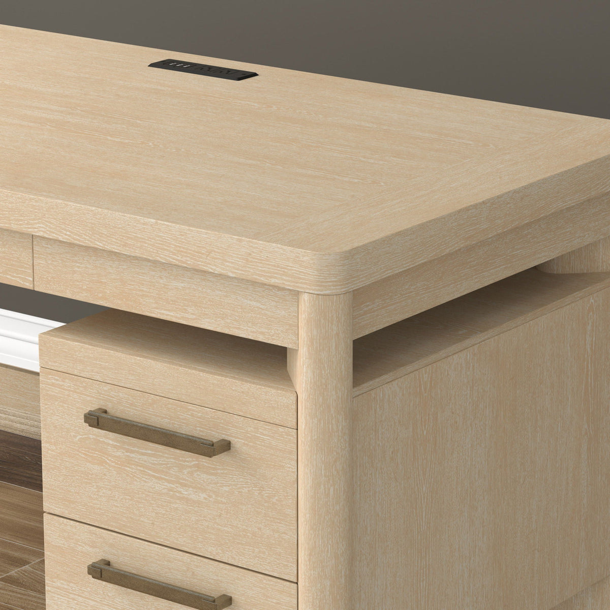Tan Wood Writing Desk with Spacious Surface - 58 Inch