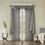 Solid Crushed Curtain Panel Pair with Sheer Texture - Grey