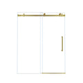 Frameless Single Sliding Shower Door with Handle and Square Tube Track - Gold