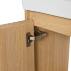 Modern Bathroom Vanity with Ceramic Basin and Storage Cabinet - Light Brown, Black, or White