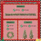 Pre-Lit Artificial Christmas Tree Set with LED Lights - 4-Piece PVC