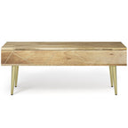 Handcrafted Lift Top Coffee Table with Storage - Light Brown