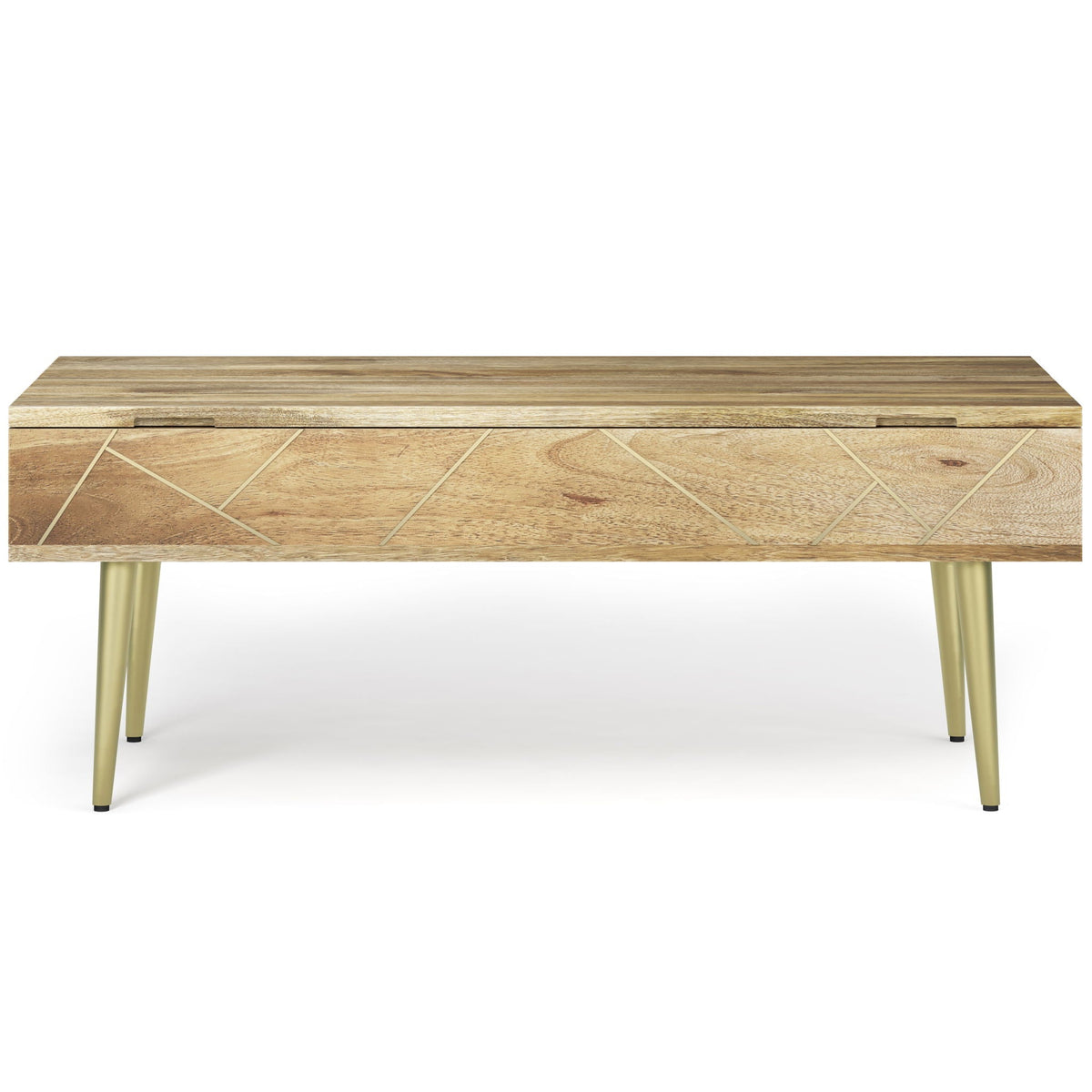 Handcrafted Lift Top Coffee Table with Storage - Light Brown