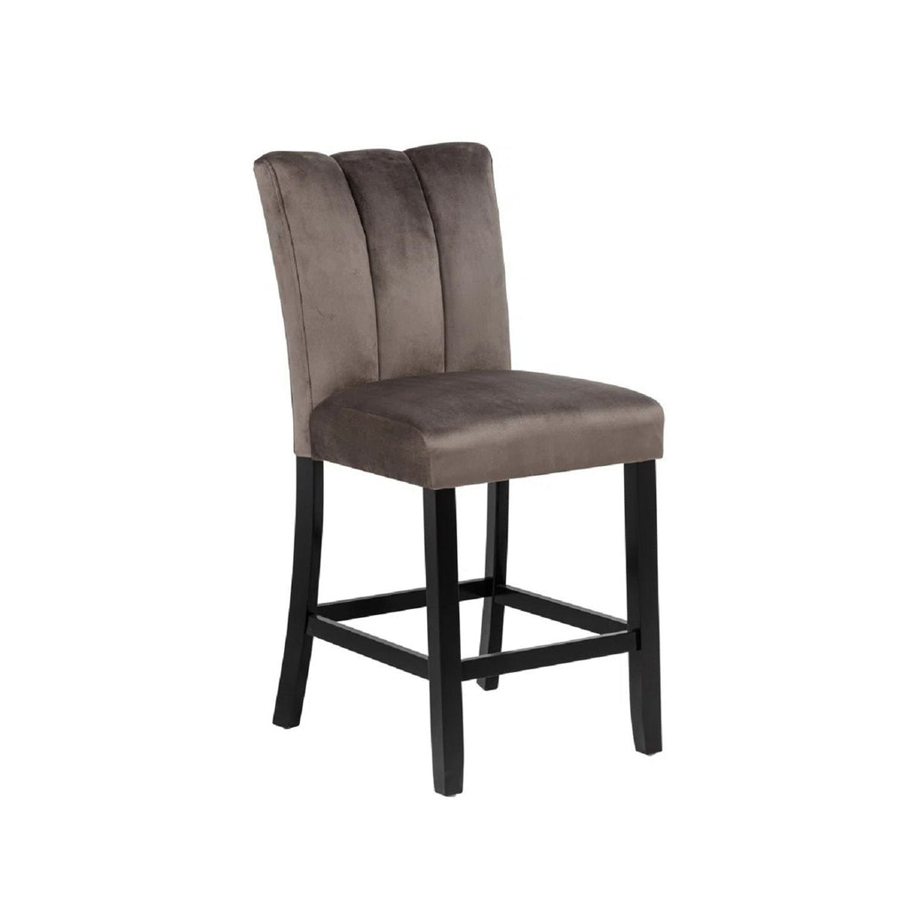 Upholstered Counter Height Chair Set with Fabric Upholstery - Black / Brown