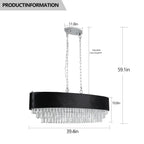 39" Modern Crystal Chandelier with Black Velvet Shade