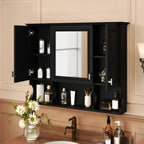 Wall Mounted Bathroom Medicine Cabinet With Mirror & Open Shelves