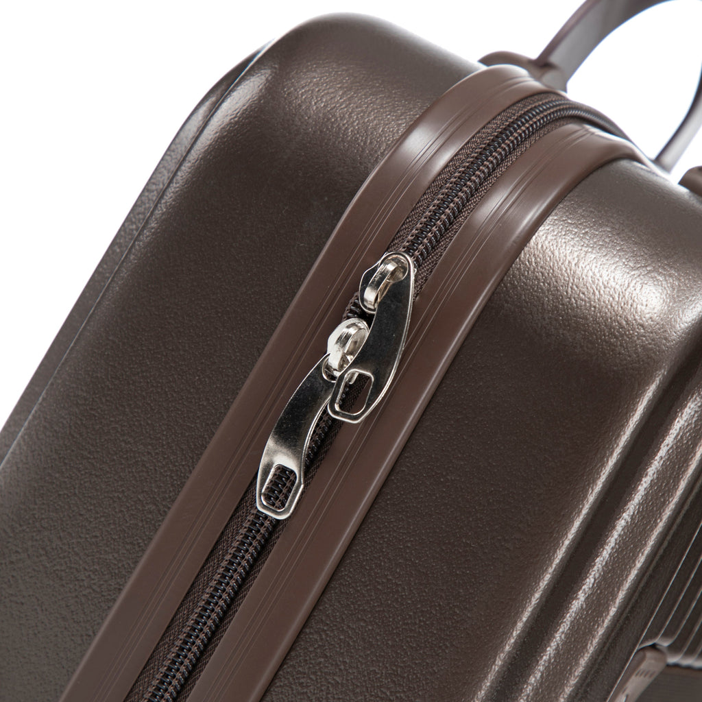 ABS Spinner Wheel Luggage Set with Cosmetic Case - Brown