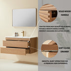 36" Wall Mounted Floating Single Vanity Cabinet with Ceramic Top - White