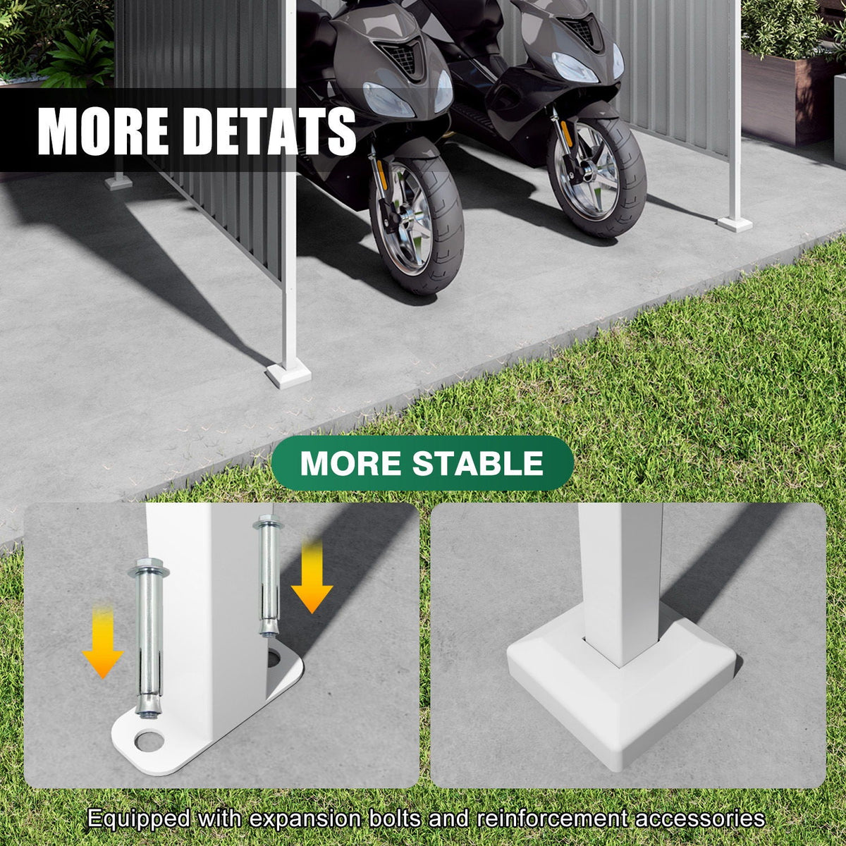 Outdoor Pergola Bike Storage Shed with Galvanized Steel Roof - Gray
