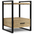 Natural Bedside Table with Drawer and Open Storage - Natural