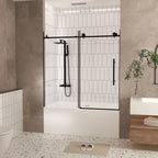 Frameless Shower Door with Tempered Glass - Black