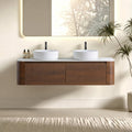 Erba 60 Inch Bathroom Vanity with Sink - Fluted Design - Walnut, White