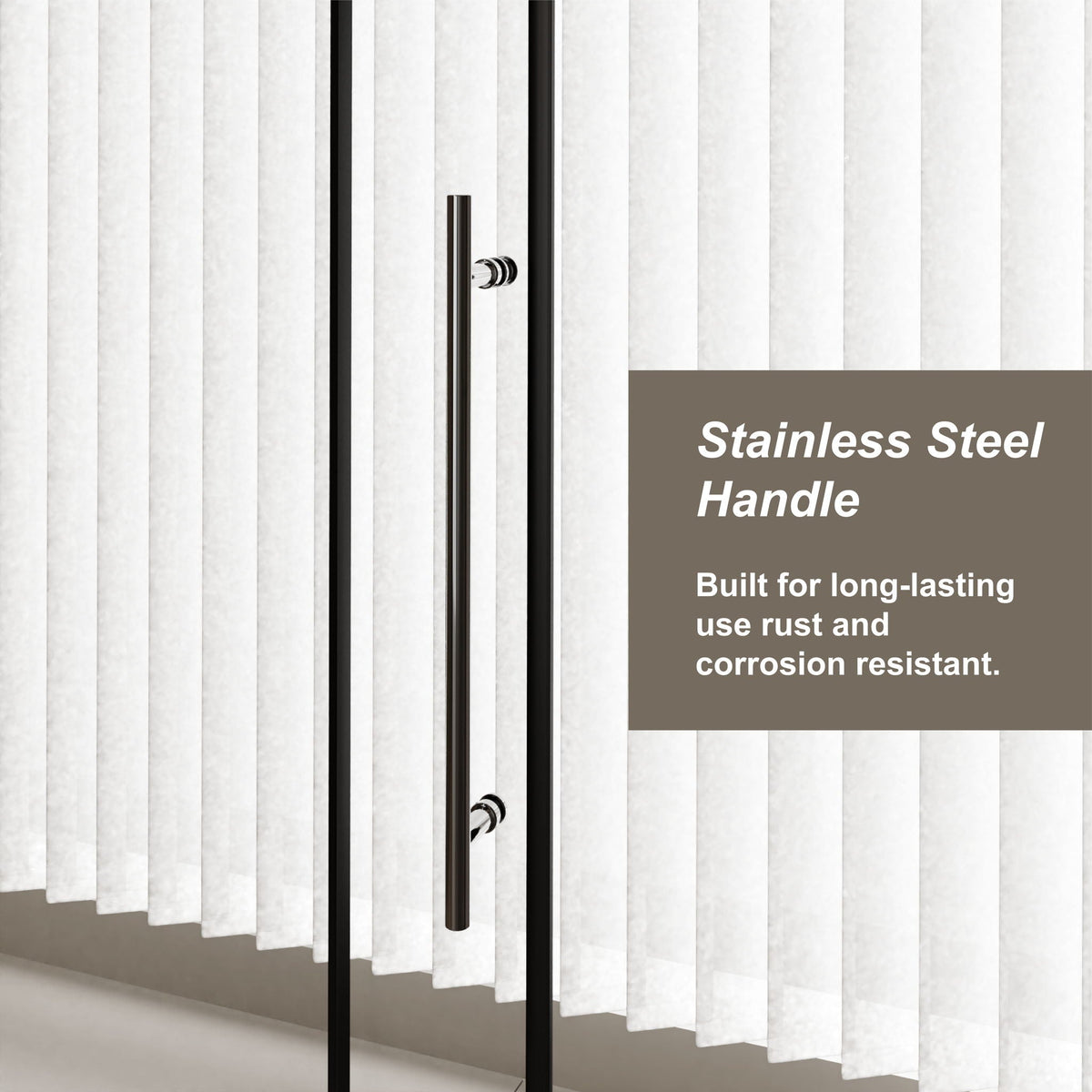 Frameless Shower Door Single Sliding with Zinc Roller Rail System - Black