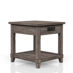 Gray End Table with Storage Drawer and USB Charging Ports