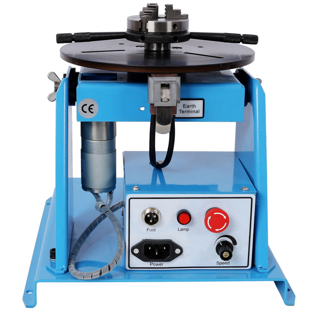Portable Rotary Welding Positioner with 3 Jaw Lathe Chuck - Blue