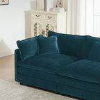 Comfortable Deep Seat Modular 3 Seater Sectional Sofa with Ottomans - Chenille