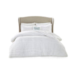 White Microfiber Ruffled Comforter Set with Decorative Pillow – Queen