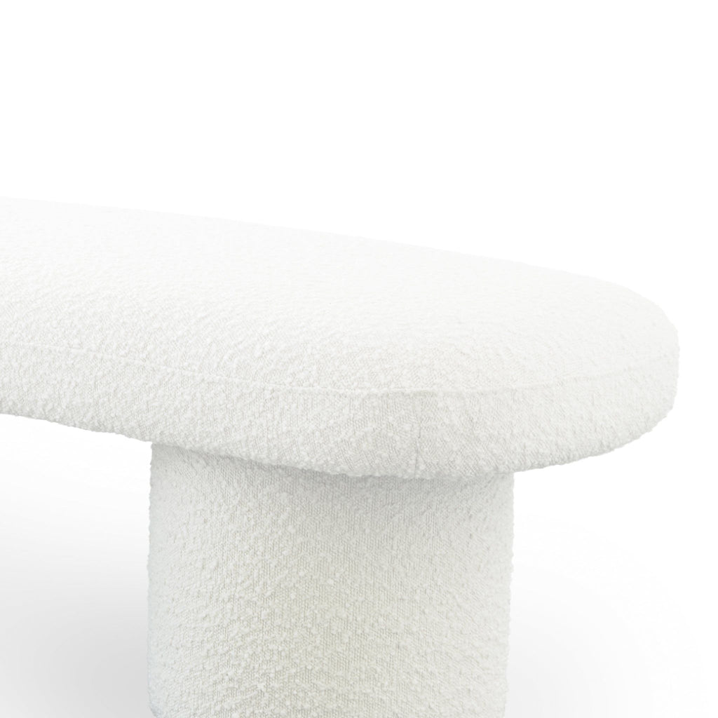 Ivory Upholstered Bench with Boucle Fabric - Randolph