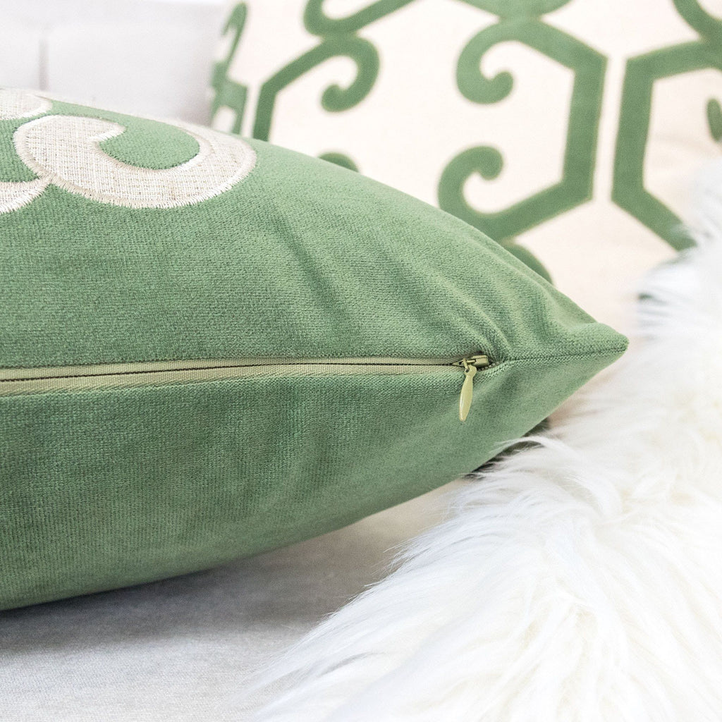 Vintage Vine Pillow Covers with Hidden Zipper - Green