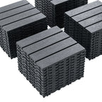Plastic Interlocking Deck Tiles with Waterproof Construction - Dark Gray or Dark Brown
