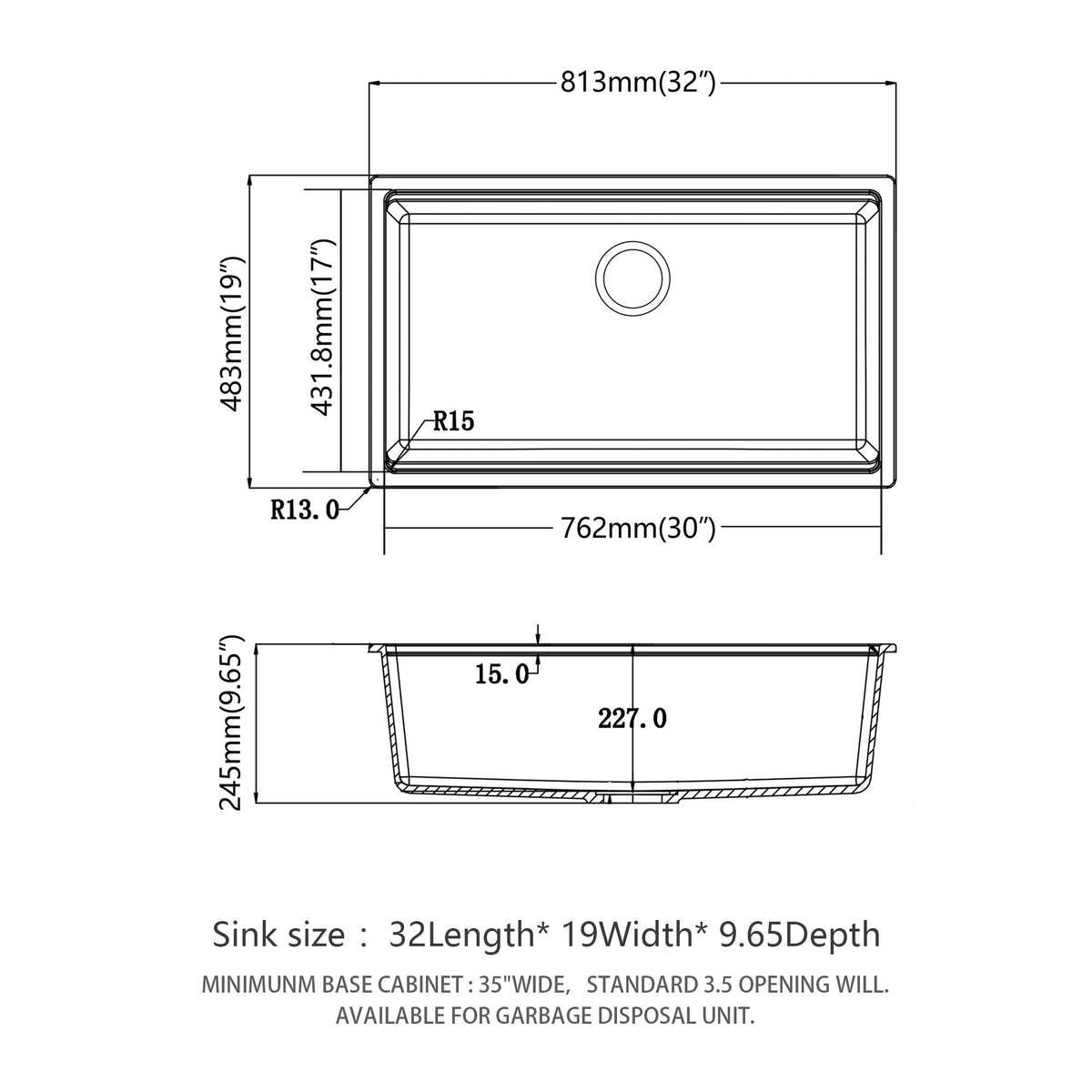 Granite Composite Workstation Undermount Kitchen Sink - Black or White