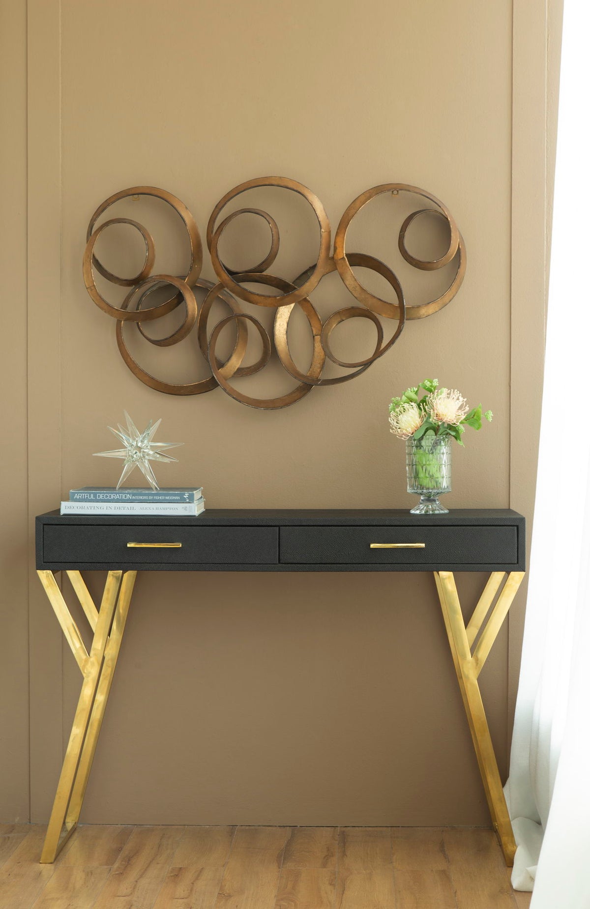 Gold SerethaLeaf Wall Decor with Elegant Leaf Motif - 38.4" W x 21.8" D