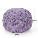 Knitted Round Pouf Ottoman with Polystyrene Bead Filling - Purple or Yellow