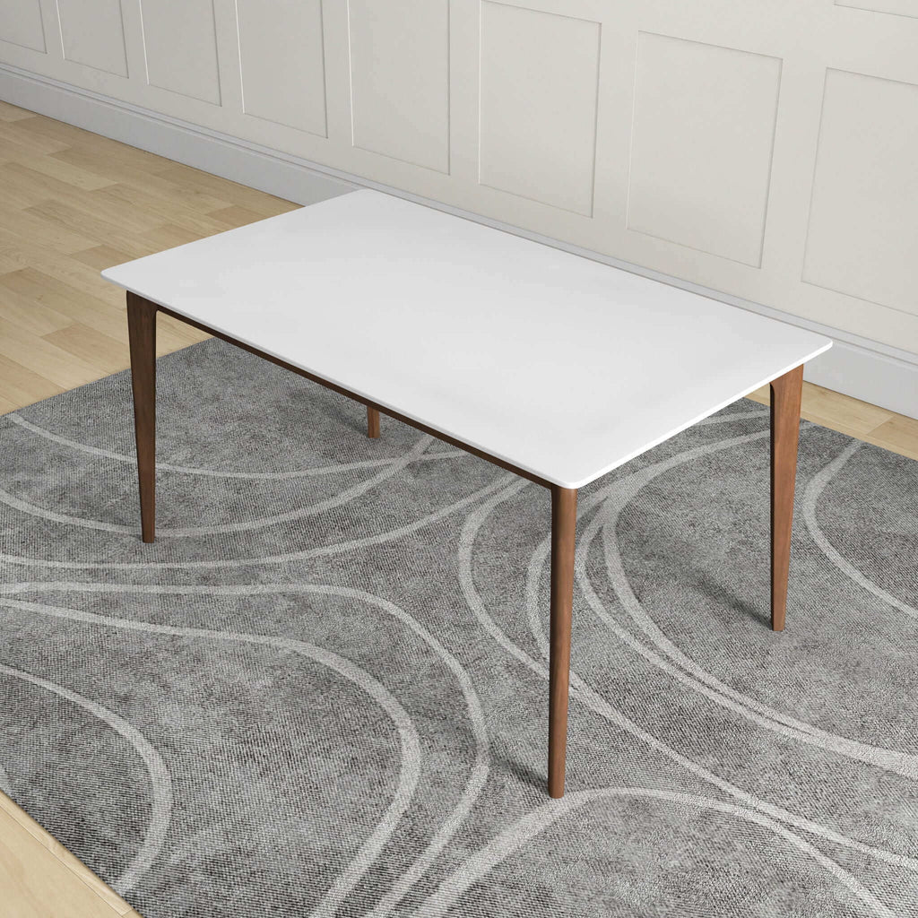 Rectangular Modern Dining Table with Solid Wood Construction – Dark Brown or White