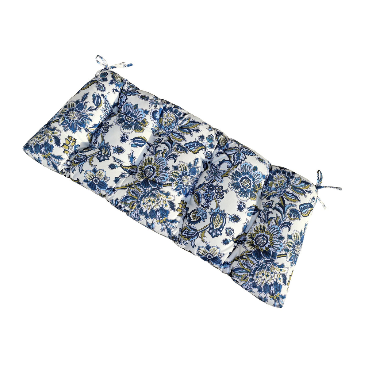 Outdoor Bench Cushion with Secure Tie Down Straps - Blue / Multi