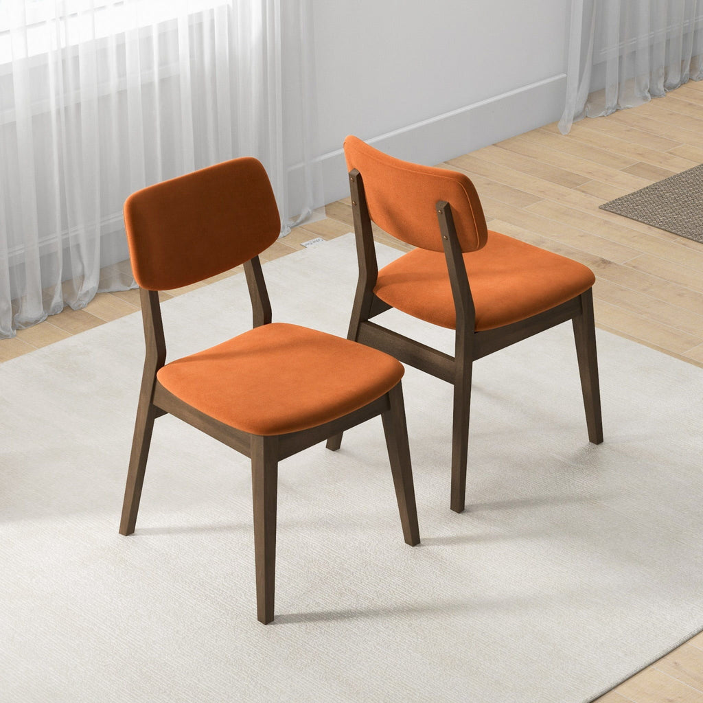 Solid Back Side Chair Set with Mid-Century Modern Design - Multiple Colors