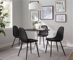Modern Dining Table with Marble Top and Pedestal Base - White or Black
