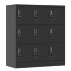 9 Door Employee Storage Locker with Card Slot - Black