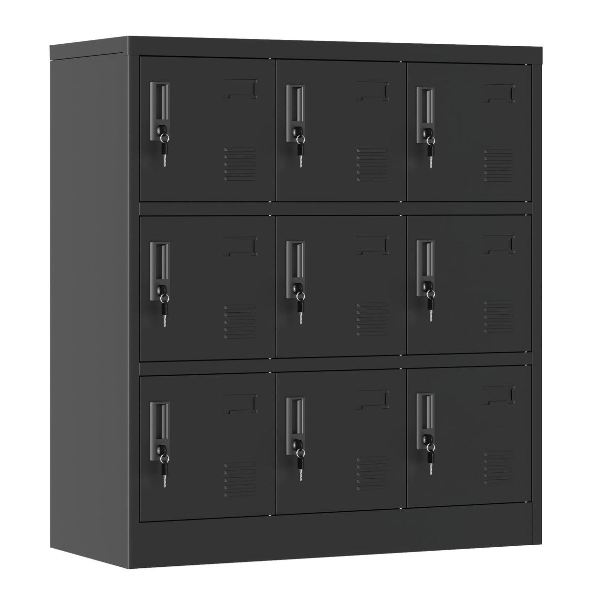 9 Door Employee Storage Locker with Card Slot - Black