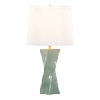 Curvo Square Contemporary Table Lamp with Twisted Ceramic Base - Green or Beige