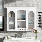 Wall-Mounted Medicine Cabinet with 2 Glass Doors and Adjustable Shelves - White