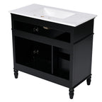Bathroom Vanity With Sink and Drawers - Freestanding Solid Wood Cabinet