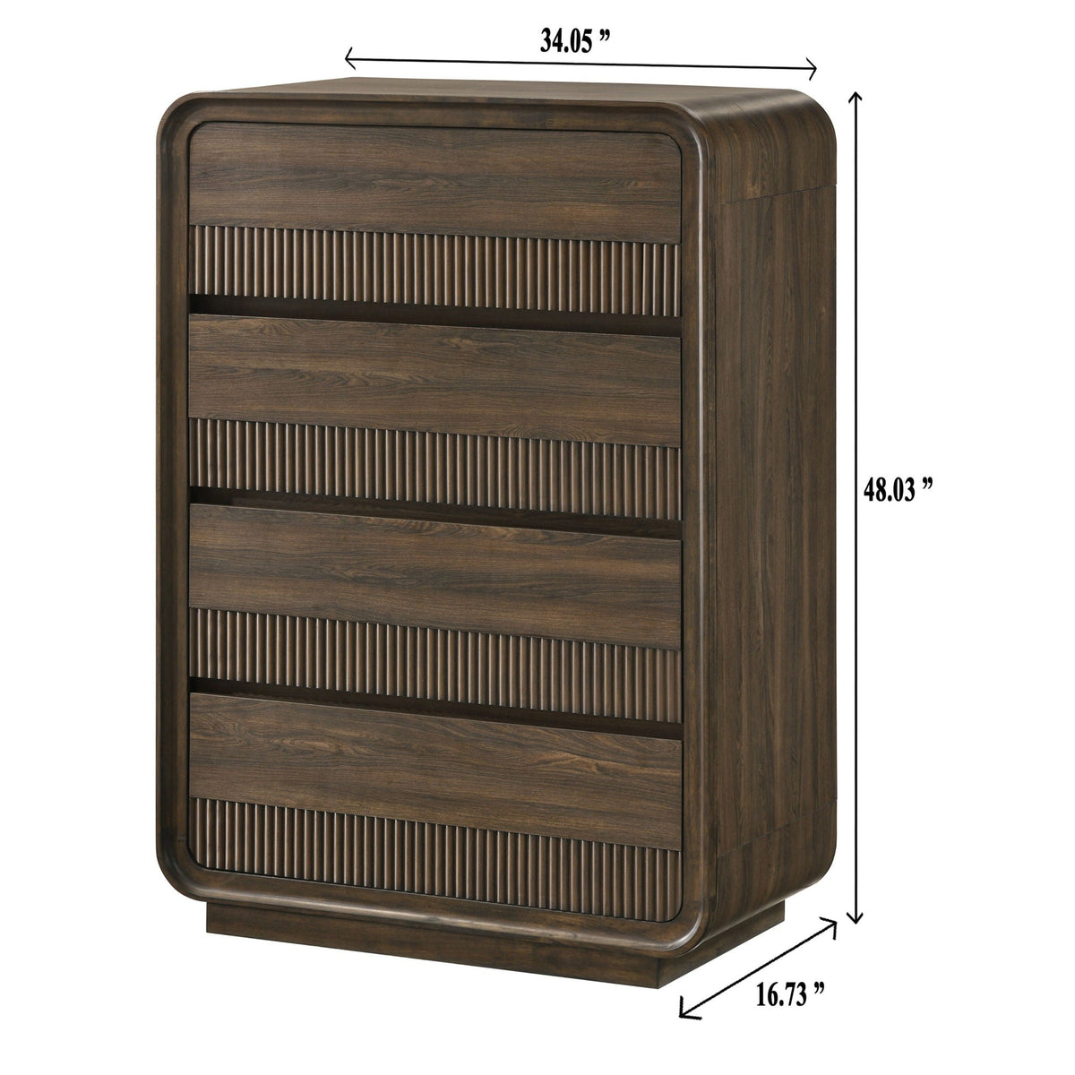 Mid-Century Modern Wood Accent Chest with Rounded Edges - Brown
