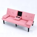 Foldable Sofa Bed with Cup Holder and Solid Wood Frame - Multiple Colors