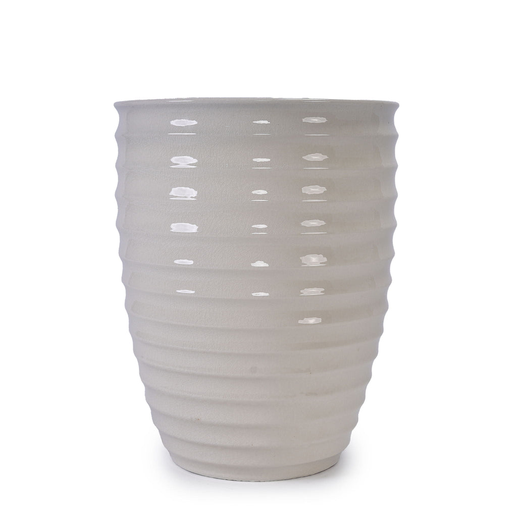 White Flowerpot Planter with Durable Construction - White